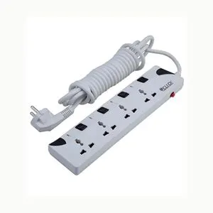 Click Safe Multi Plug 3 Pin multiplug Socket 4 Port, 5 Meter Cable, 2 pin Plug 4SKT 2P 5Y power extension cord