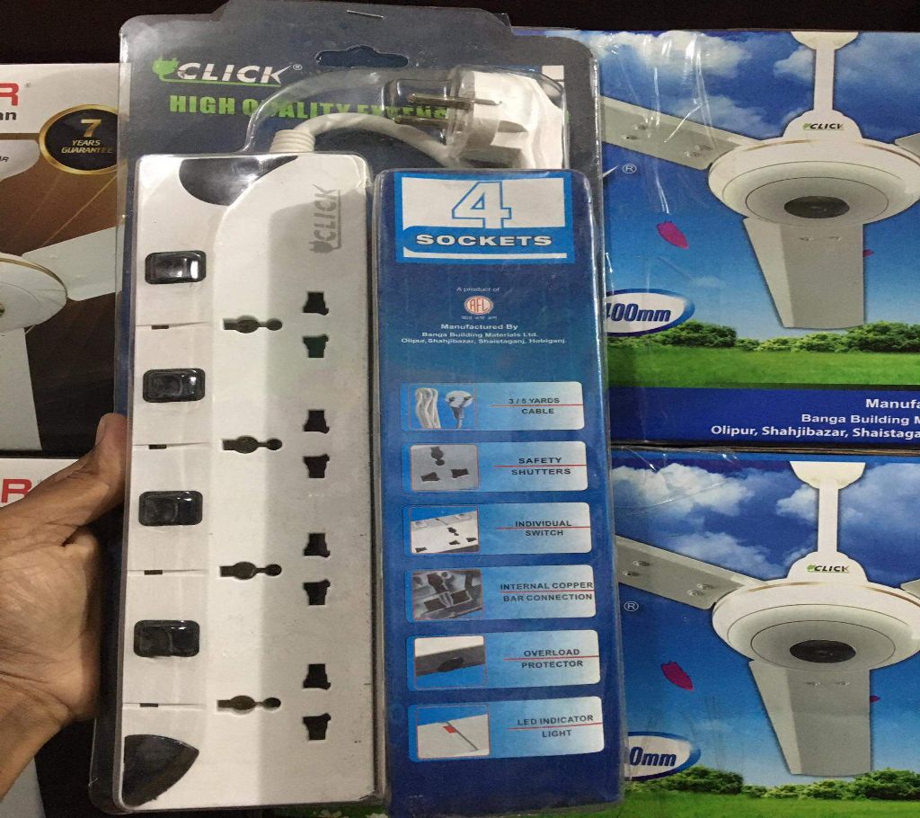 Click Safe Multi Plug 3 Pin multiplug Socket 5 Port 5 Meter Cable 2 pin Plug 5SKT 2P 5Y power