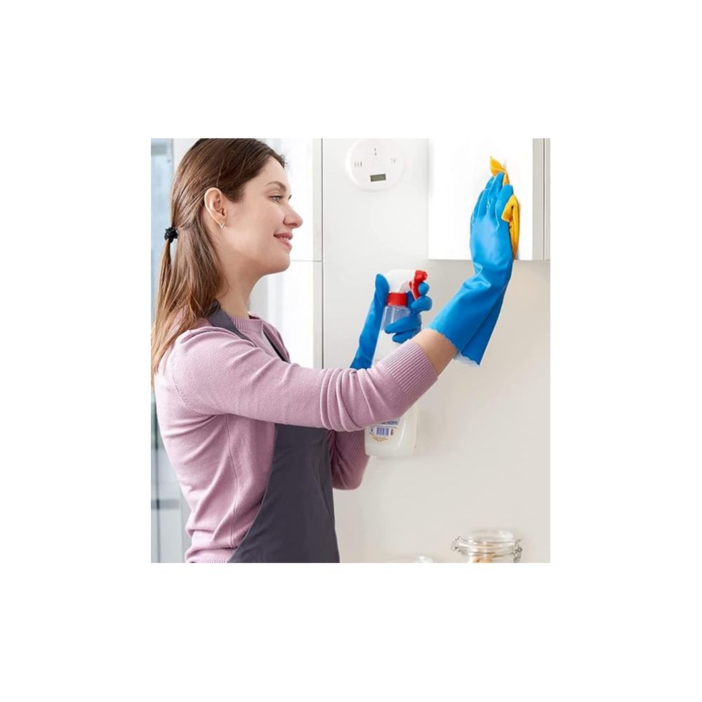 Rubber Safety Hand Gloves Red Latex Use for Kitchen, Resist Oil, Acids, Chemical, Gardening - Pack of 1 Pair