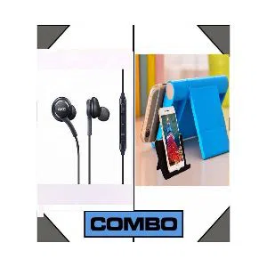 combo offer akg earphone and universal mobile stand