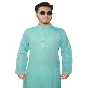 semi long cotton Punjabi for men - sky