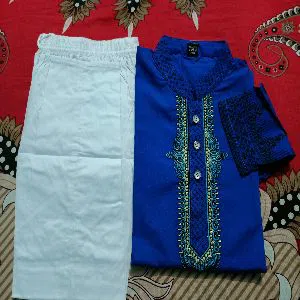 Boys Fine Cotton Embroidery Work Panjabi + Pajama Set