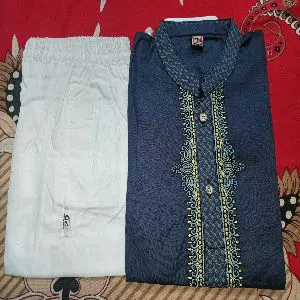 Boys Fine Cotton Embroidery Work Panjabi + Pajama Set