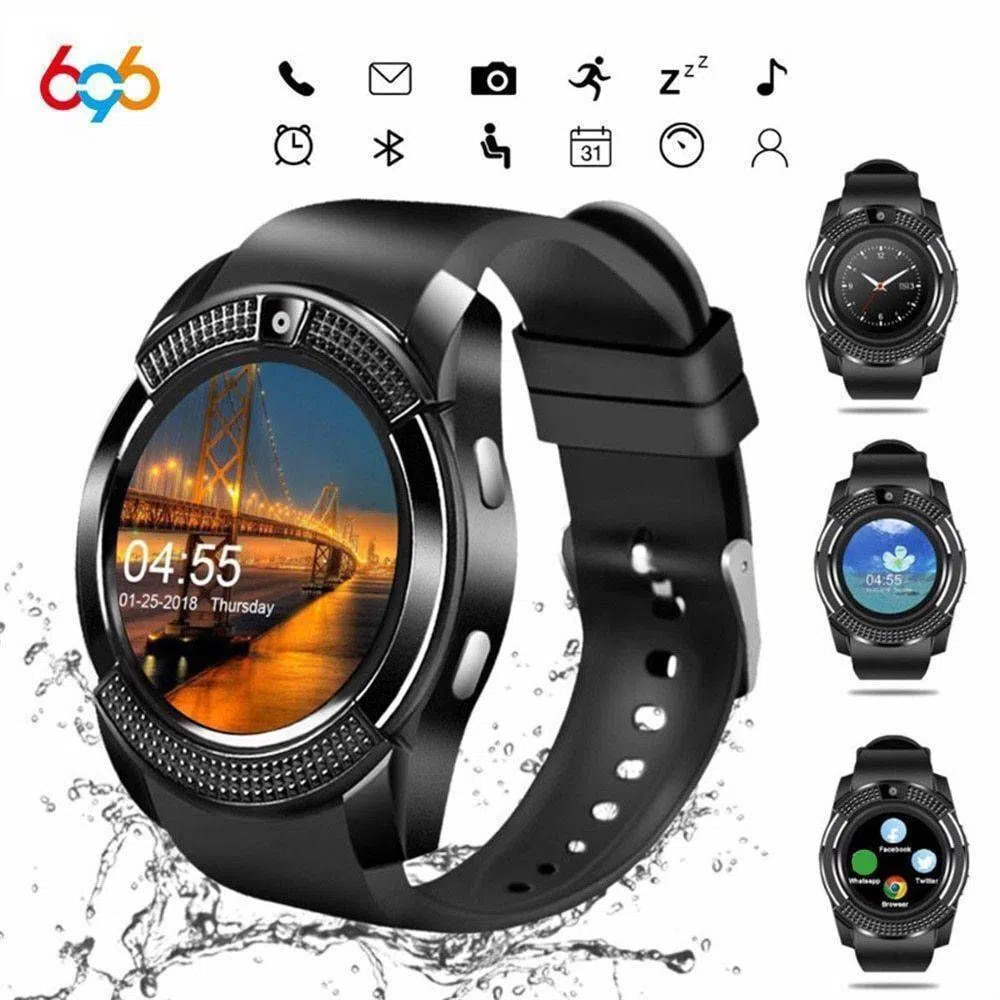 Smart Watch for Android and iOS Mobile - Sim Supported Smart Mobile Watch - Black