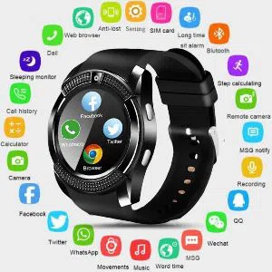 Android and iOS Mobile - Sim Supported Smart Mobile Watch - Black