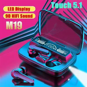 M19 TWS Earphone Touch Control Wireless LED Display Touch Bluetooth 5.1 Headphones Cancelling Stereo Earbuds
