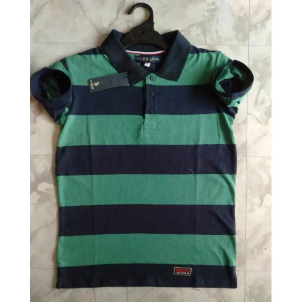 Green with Black Color Mens Polo Shirt 