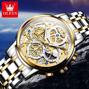 OLEVS 9947 Watch for Men Hollow-Carved Design Stainless Steel