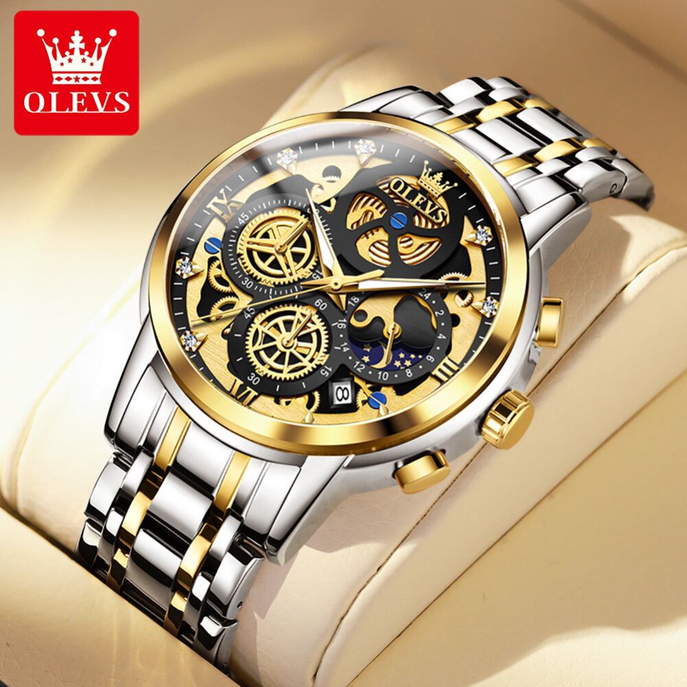 OLEVS 9947 Watch Hollow-Carved Design Stainless Steel