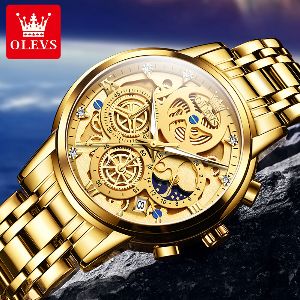 OLEVS 9947 Men Watch Hollow-Carved Design Stainless Steel