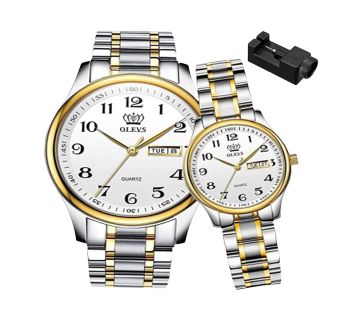 Couple quartz wristwatch casual style with double calendar lovers watch waterproof  কাপল ওয়াচ 