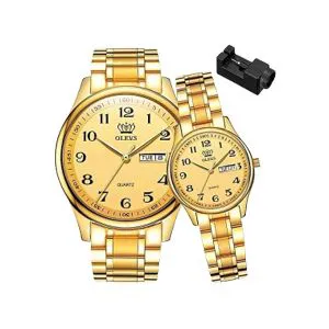 Couple quartz wristwatch casual style with double calendar lovers watch waterproof men and women set