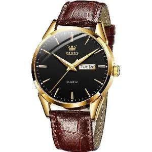 Olevs leather belt watch