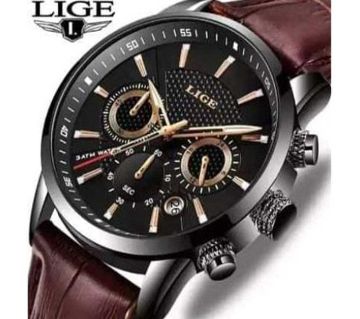 Lige Leather Belt Brand Watch for Man