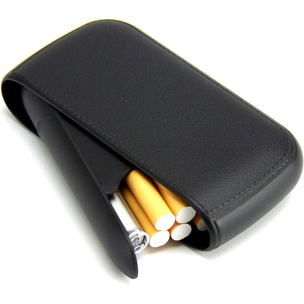 Leather Cigarette Case Pocket Portable Storage Box 