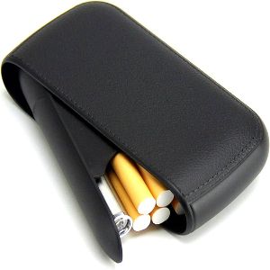 Leather Cigarette Case Pocket Portable Storage Box 