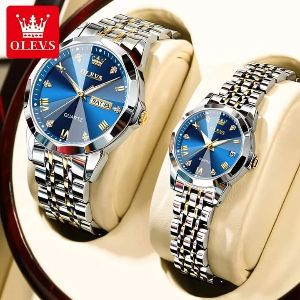 Olevs 9931 Couple Fashion Stainless Steel Analog Wrist Watch