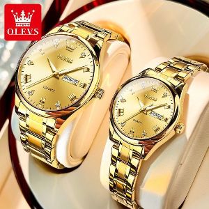 Olevs 5563 Couple Watch Stainless Steel Analog Wrist Watch