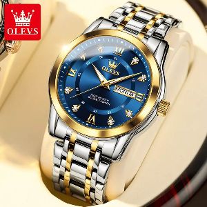 OLEVS 5513 Blue and Golden Two Tone Watch for Men