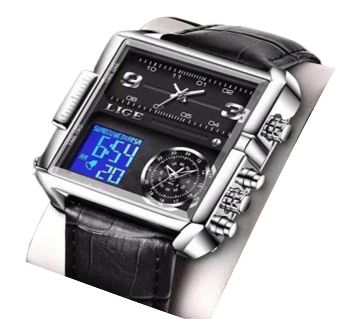 LIGE 8925 wrist watch with double display for men