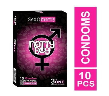 NottyBoy SexoMetry 3in1 - Ribbed & Dotted কনডম - 10Pcs Pack
