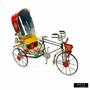  Rickshaw Showpiece Miniature (Metal, Hand Painted, Rickshaw Painting