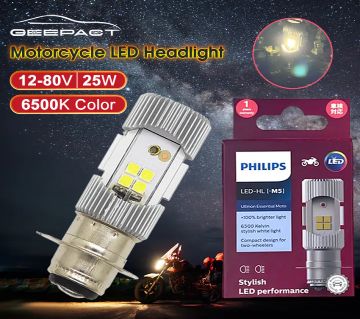 Geepact 25W LED Lamp মোটরসাইকেল হেডলাইট Motorcycle Auxiliary Light Good Heat Dissipation Super Bright LED Headlamp 6500K Color Temperatu