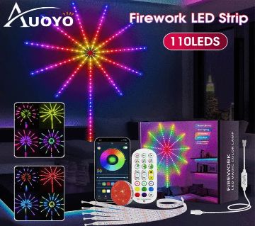 Auoyo 110/195 LED স্ট্রিপ লাইট Dream Color Lamp Christmas Lights 5050 RGB Strip Lights Smart Flexible LED Fi re work Lights Music Sound Sync Lights wi
