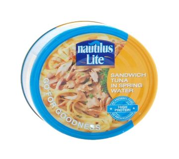 Nautilus Lite Sandwich Tuna in  স্প্রিং ওয়াটার  185g Thailand 