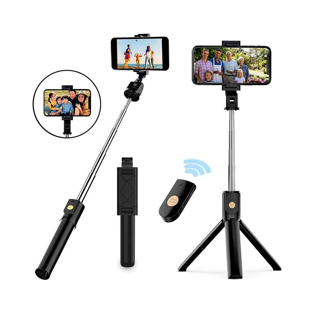 K07 Portable Bluetooth Shutter Selfie Stick - Black