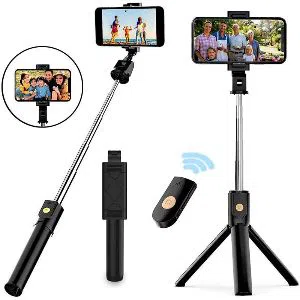 K07 Portable Bluetooth Shutter Selfie Stick - Black