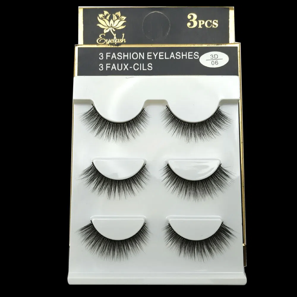 Maange 3 pairs false 3D mink eyelashes D06