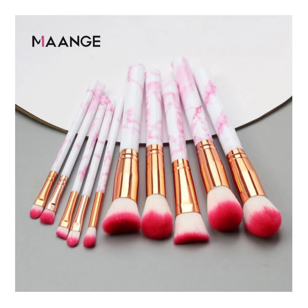 MAANGE 10Pcs Makeup Brushes Tool Set Powder Eye Shadow Foundation Blush Marbling Cosmetic Beauty Make Up Brush Pink Color-China