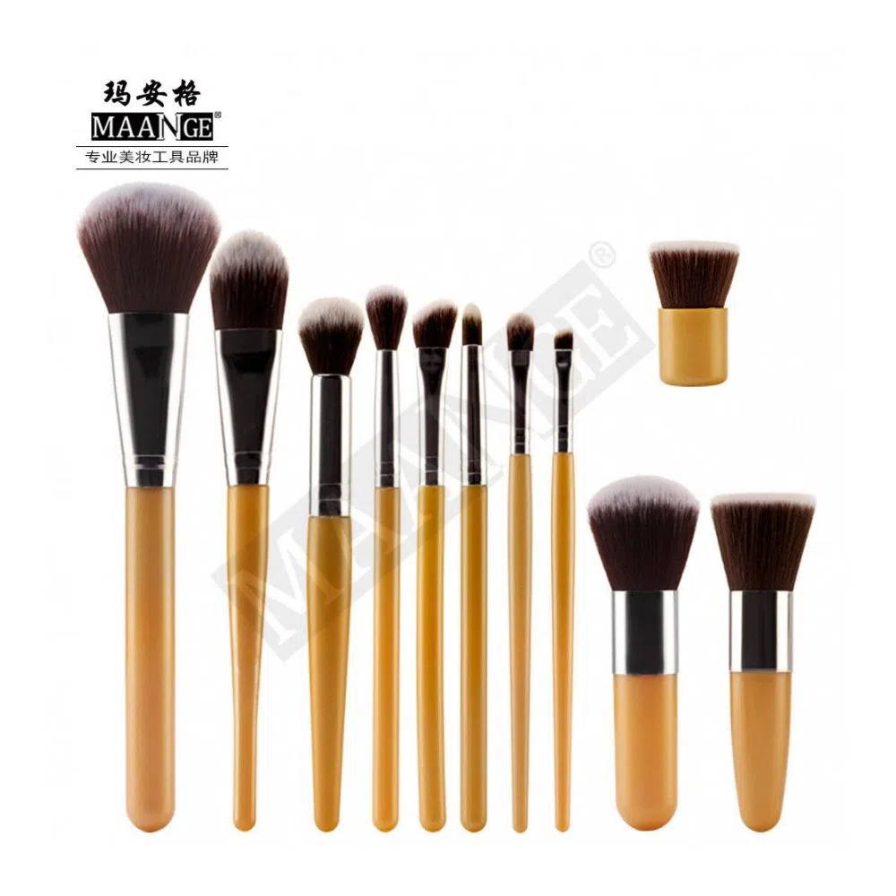 MAANGE 11pcs/set Makeup Brush Sets Blush Foundation Powder Brush Cosmetic Beauty Tool Bambo Color-China