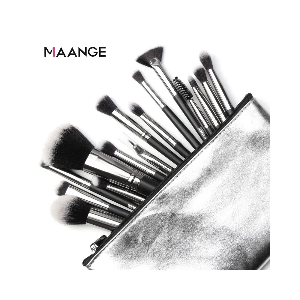 Maange 15Pcs Professional Makeup Brush set With Silver Color Bag -China