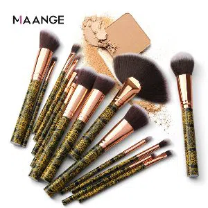 MAANGE 15pcs Professional Makeup Brushes Set jungle Print -China 