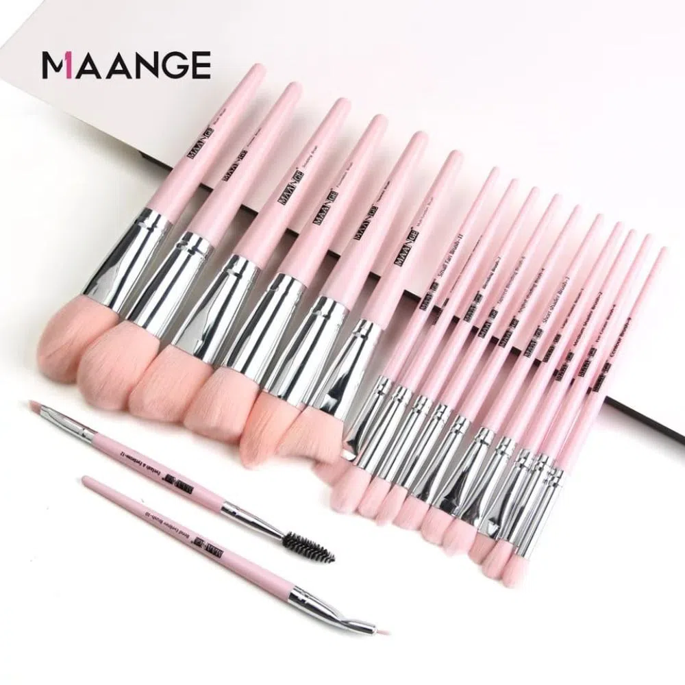 MAANGE 18pcs Makeup Brushes Set Fo Foundation Powder Blush Eyeshadow Concealer Lip Eye Make Up Brush Cosmetics Beauty Tools Pink Color -China