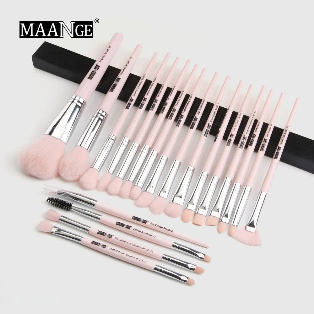 MAANGE 20Pcs Professional Makeup Tool Eye Makeup Brushes Pink  Silver Color -China