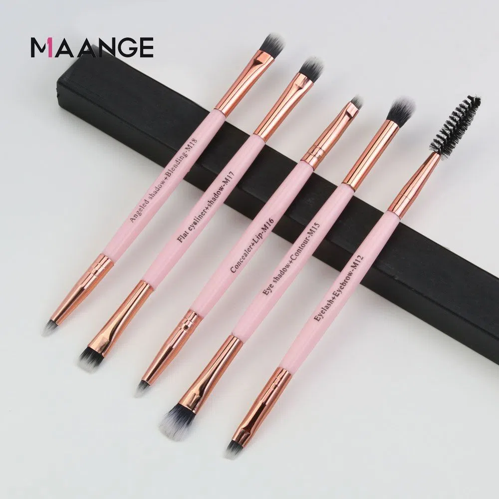 MAANGE 5pcs Eye Shadow Blending Eyeliner Eyelash Eyebrow Makeup Brushes Set Pink Color -China