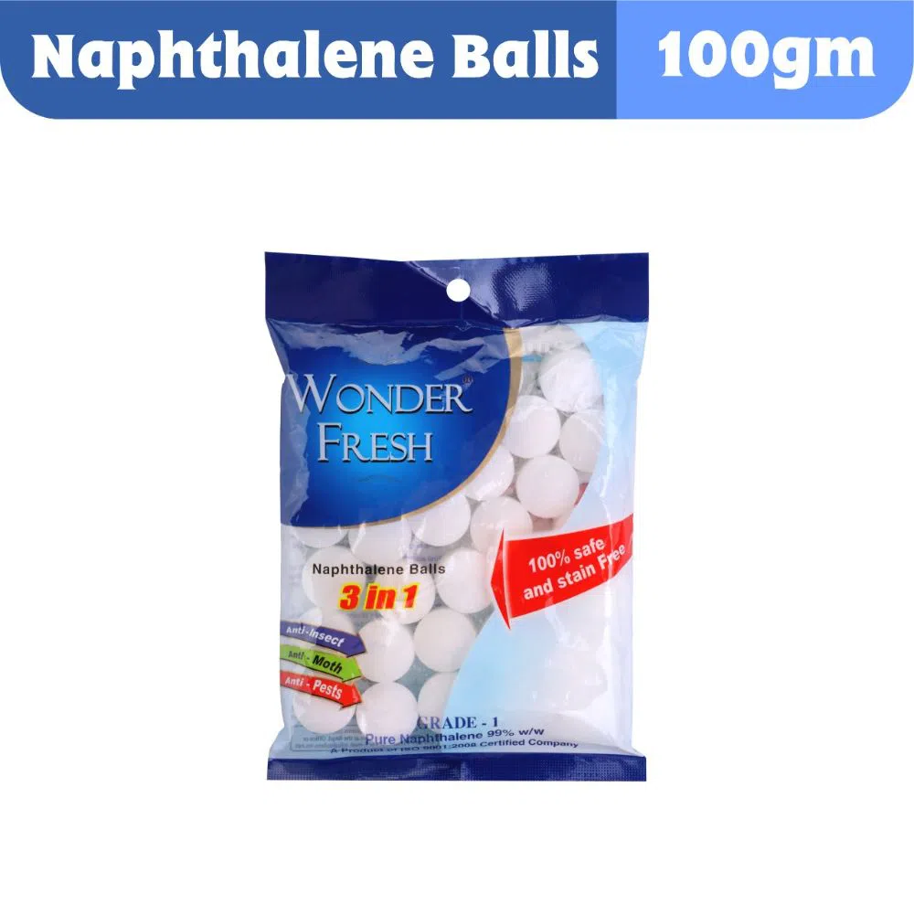 Naphthalene Ball (White) | Wonder Fresh | India 100 gm (12 Pack)
