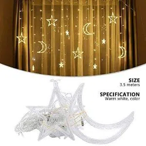 2.5 m long, 7 Mode , 12 piece Golden Moon Stars with 138 LEDs Waterproof Linkable String Light for Decoration