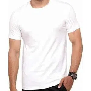 Half Sleeve cotton Solid T Shirt White