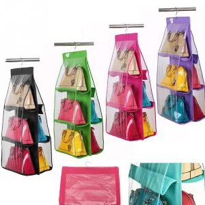 Wall hanging handbag purse bag rack hanger wardrobe storage Organizer 6 Pockets Home Storage Solution Wardrobe