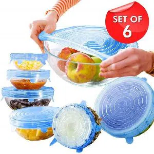 6 Pcs Silicone Stretch Lids Keeping Fresh Seal Reusable Bowl Pot Cover Cooking Kitchen Accessories Airtight Food Wrap Covers