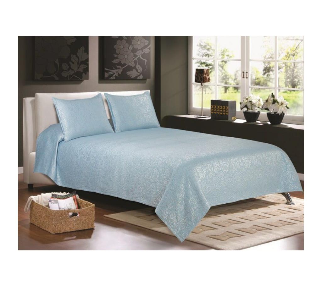 Matelasse King size Cotton Bed Cover with 2 Pillow covers in blue by Ivoryniche বাংলাদেশ - 742671