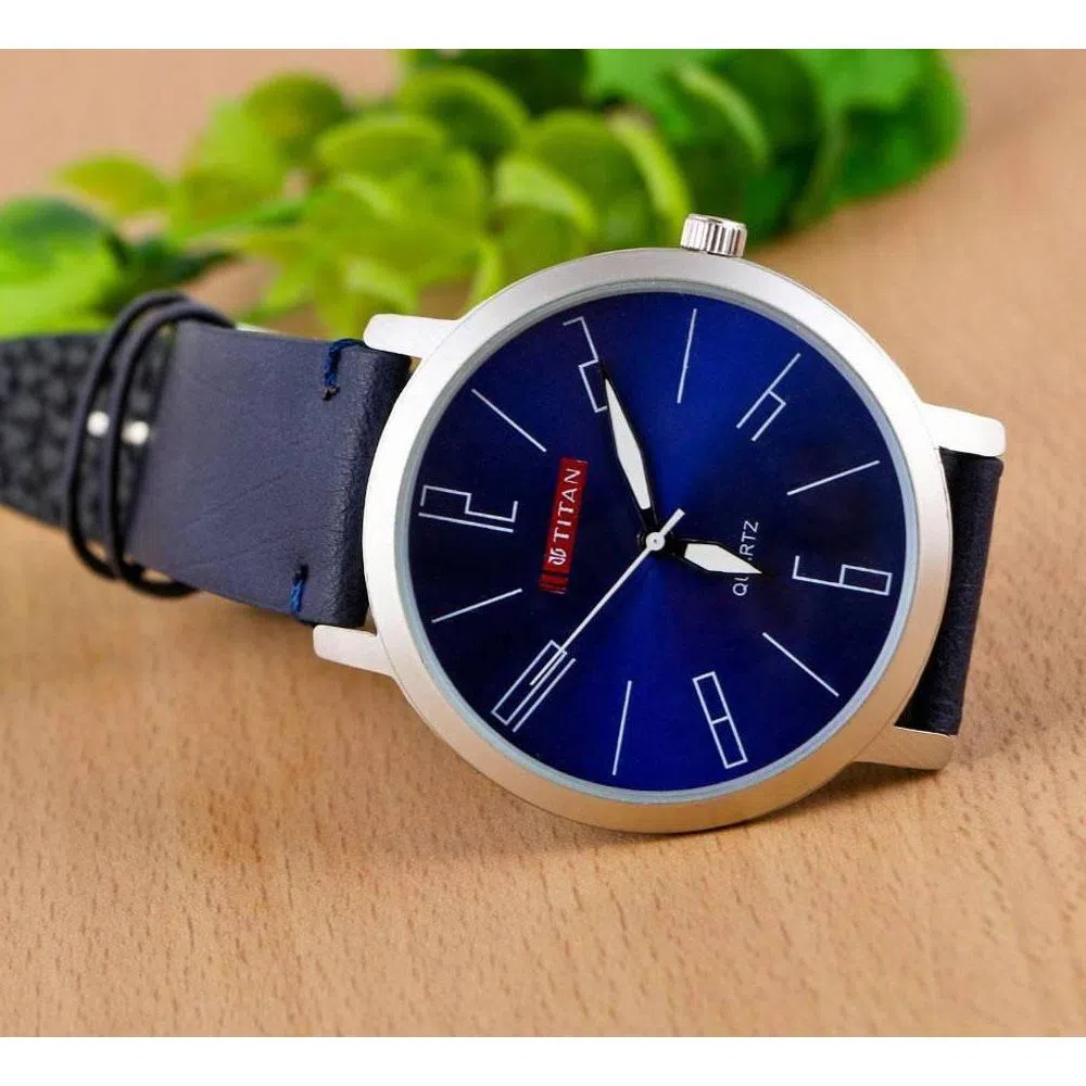 TITAN Blue PU Leather Analog Watch for Men