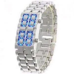 Stainless Steel Digital Watch for Men - Silver