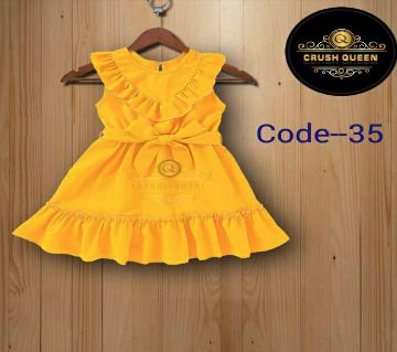 China Cotton Linen Frock for Girl Kids - Code 35 (0-3 Years)