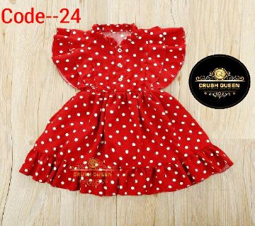 China Cotton Linen Frock for Girl Kids - Code 24 (0-3 Years)