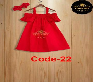 China Cotton Linen Frock for Girl Kids - Code 22 (0-3 Years)